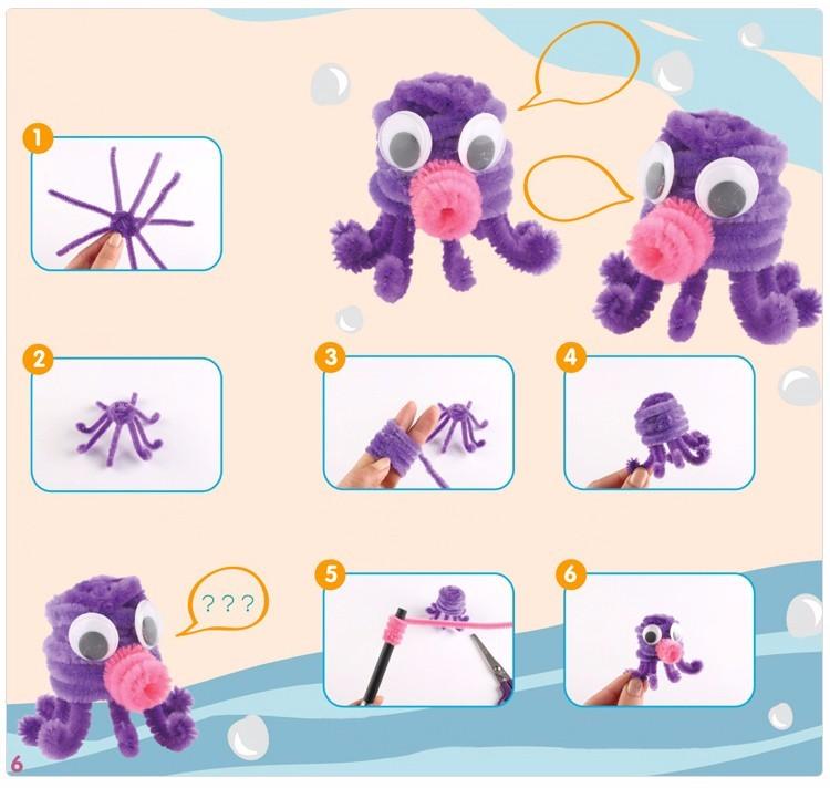 EASY BIG 100pcs Montessori Materials Chenille Puzzles Toy Craft Pipe Cleaner Math Educational Sticks Creative Puzzle NR0006 - JUMBO EARS