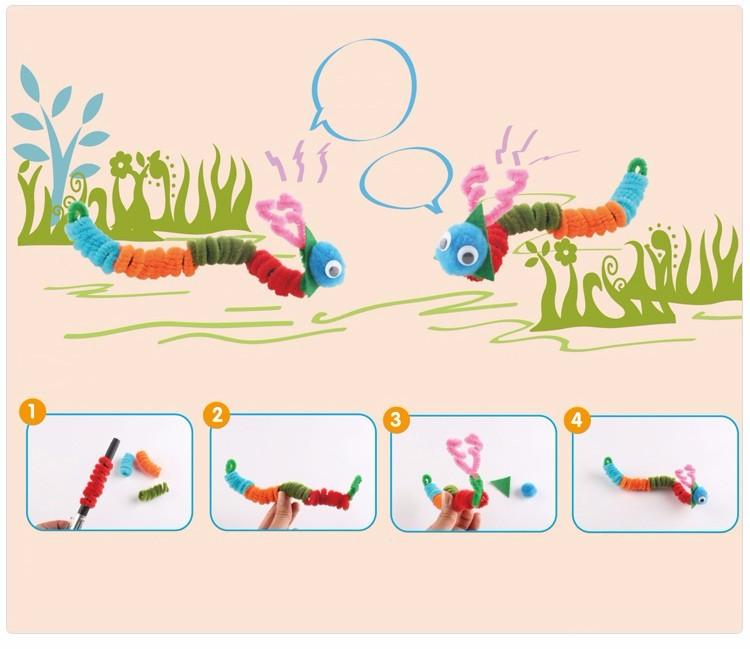 EASY BIG 100pcs Montessori Materials Chenille Puzzles Toy Craft Pipe Cleaner Math Educational Sticks Creative Puzzle NR0006 - JUMBO EARS